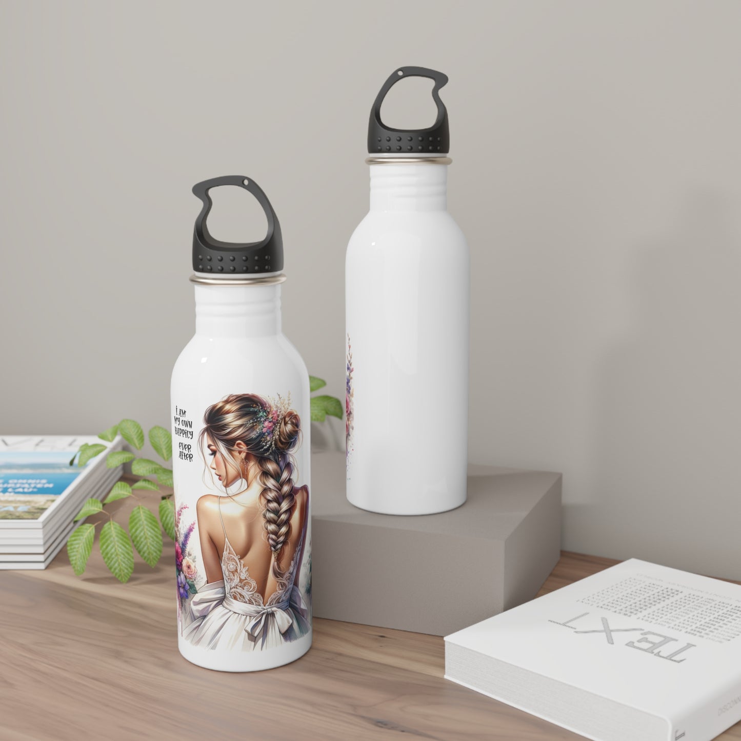 I Am My Own Happily Ever After Bridal Stainless Steel Water Bottle | Wedding Gift with Floral Design