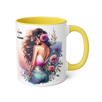 Artistic Floral Accent Mug, Boho Coffee Cup, Gift for Her, Self-Love Mug, Unique Drinkware, Narcissist Quote
