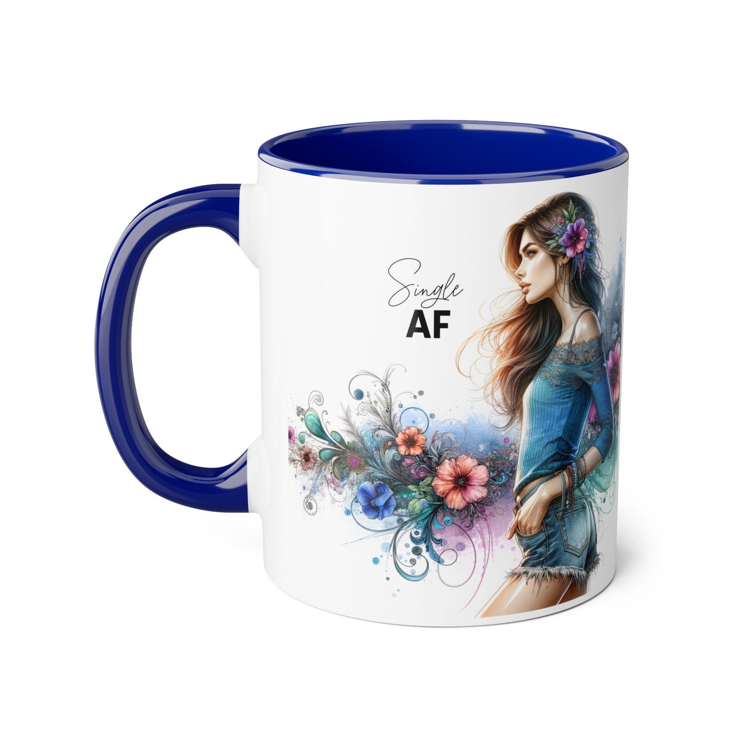 Stylish Accent Mug, Coffee Lover Gift, Floral Design Mug, Trendy Drinkware, Unique Gift for Her, Simple AF Mug