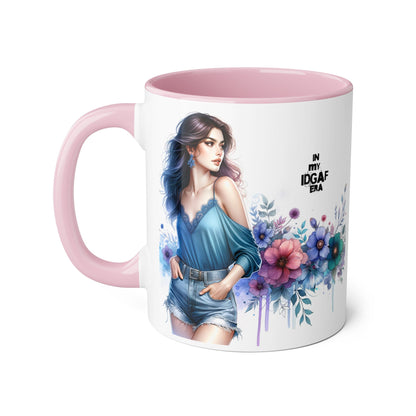 Chic IDGAF Accent Mug, Floral Art, Gift for Her, Coffee Lover, Unique Decor, Trendy Mug, Self-Care Gift