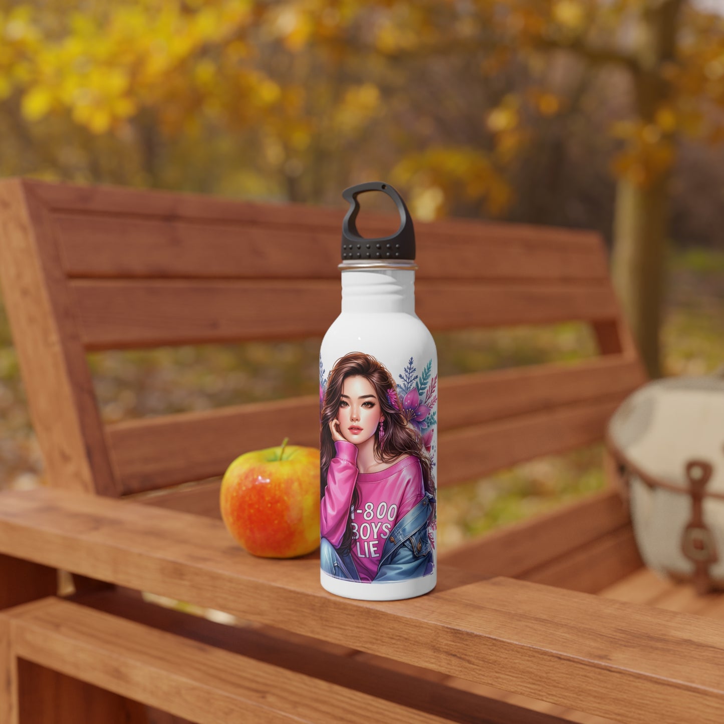 1-800-Boys-Lie Stylish Stainless Steel Water Bottle with Floral Design - Perfect for Hydration, Gym, Travel, Gifts, Fashion