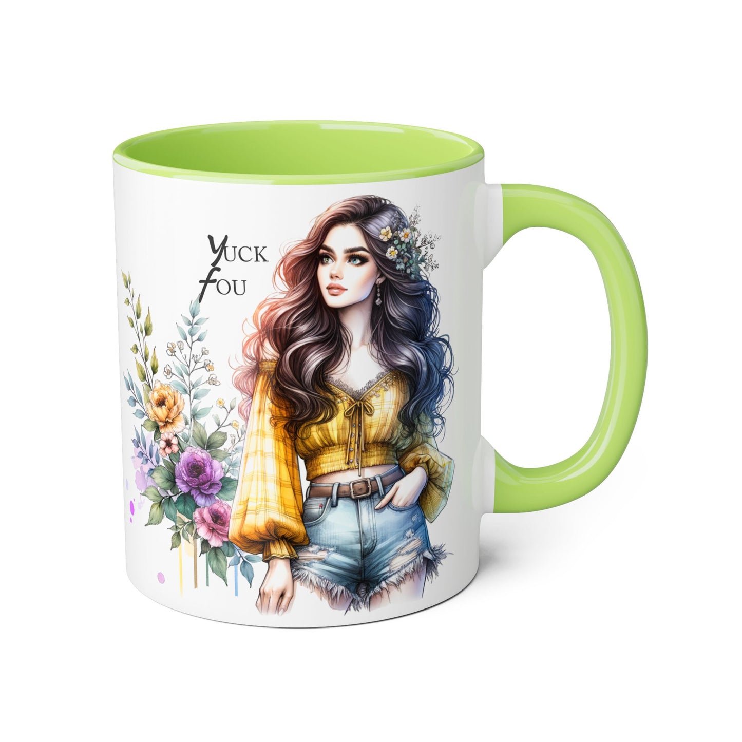 Yuck Fou Bohemian Accent Mug, Floral Coffee Cup, Gift for Her, Home Decor, Artist Mug, Women's Mug, Inspirational Mug