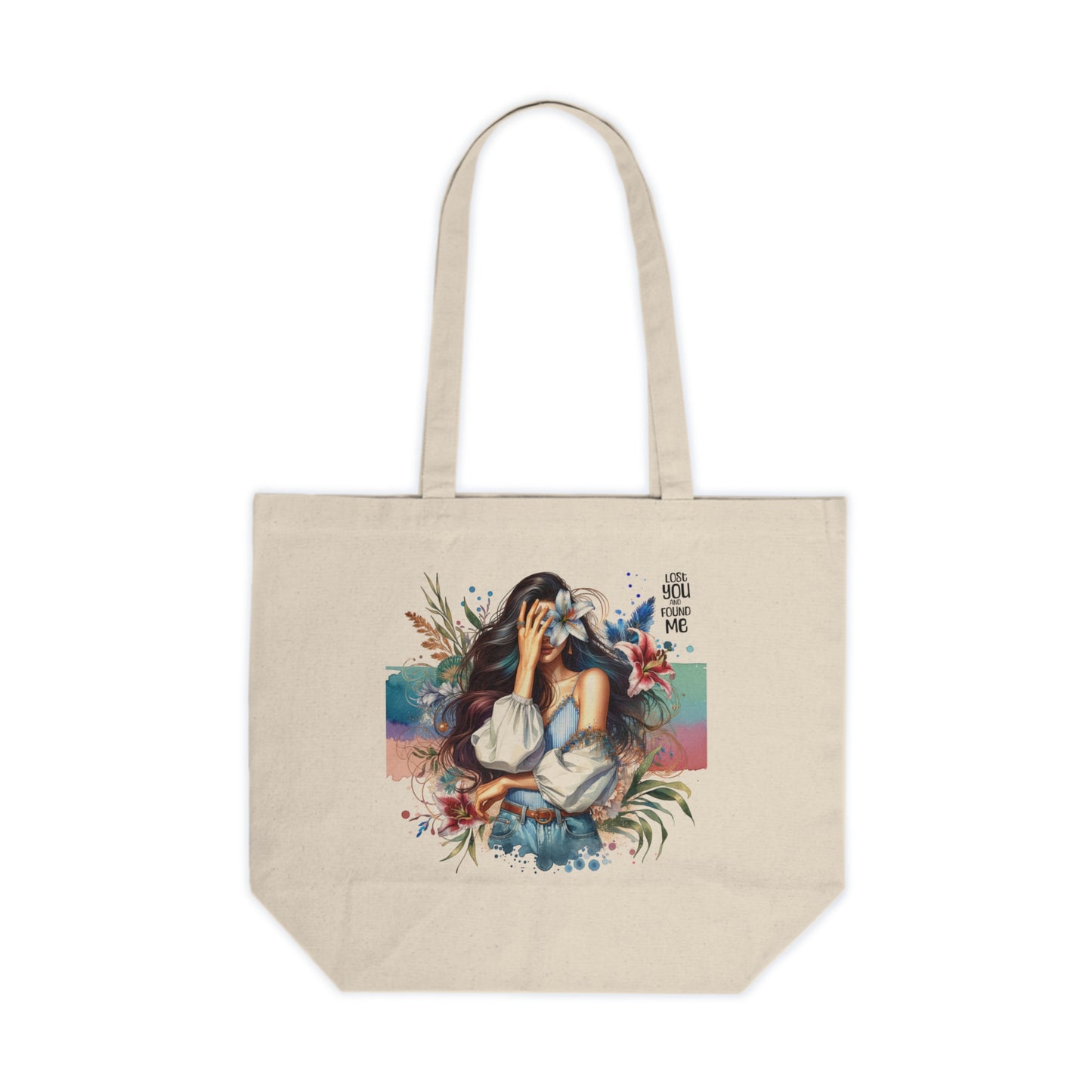 Lost You and Found Me Artistic Canvas Shopping Tote - Eco-Friendly Reusable Bag, Boho Chic, Beach, Grocery, Gift Idea