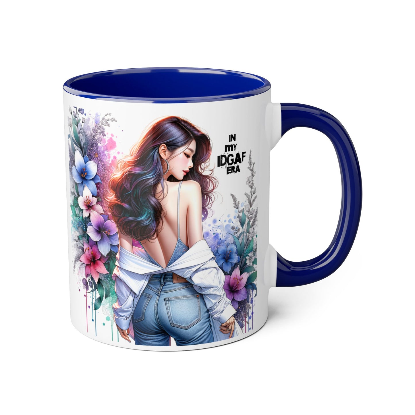 Floral Graphic Accent Mug, Gift for Her, Coffee Tea Mug, Unique Housewarming Present, My IDGAF Era