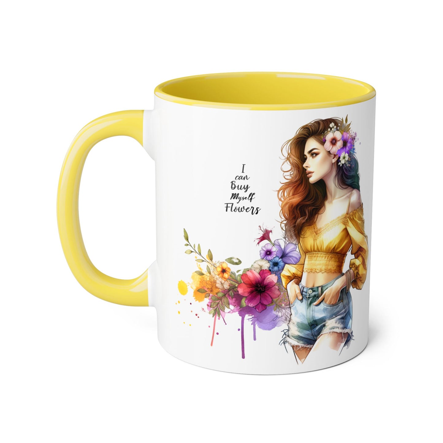 I Can Buy Myself Flowers Floral Bohemian Accent Mug - Perfect Gift for Flower Lovers, Art Enthusiasts, Home Decor, Spring Celebrations, Coffee Lovers