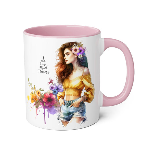 I Can Buy Myself Flowers Floral Bohemian Accent Mug - Perfect Gift for Flower Lovers, Art Enthusiasts, Home Decor, Spring Celebrations, Coffee Lovers