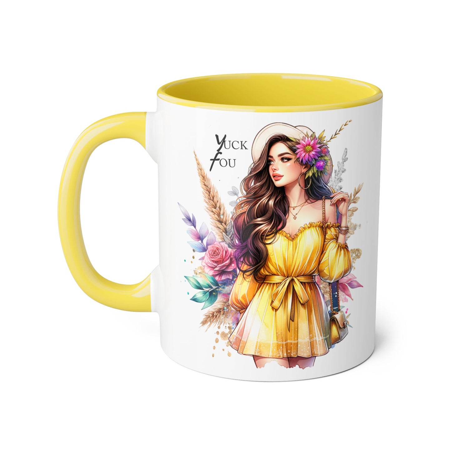 Yuck Fou Chic Floral Accent Mug, Black-Handled Coffee Cup, Gift for Her, Boho Kitchen Decor, Unique Birthday Present, Fun Art Mug, [...]