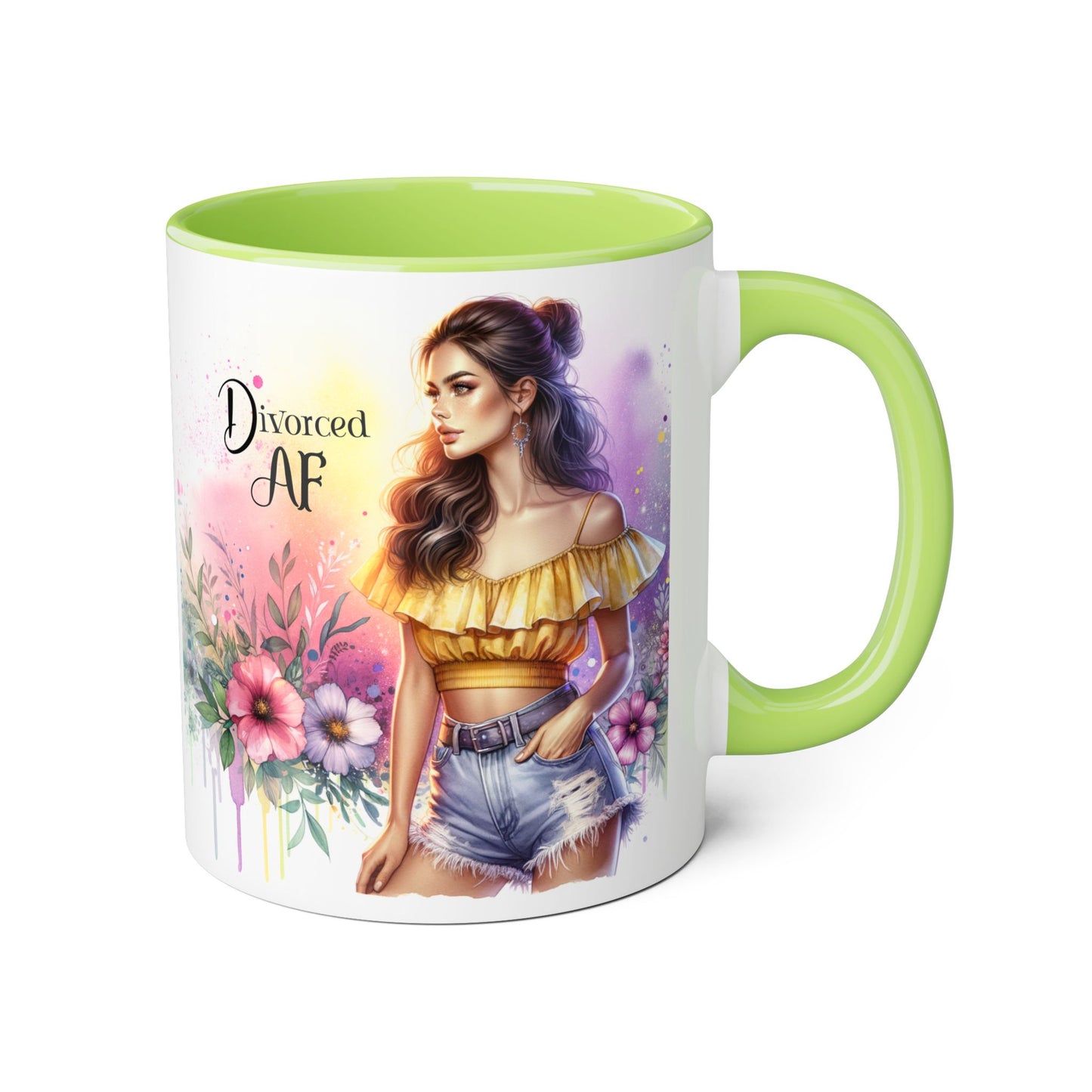 Divorced AF Accent Mug, Floral Coffee Cup, Empowerment Gift, Self-Care Mug, Funny Divorce Coffee Mug, Unique Drinkware