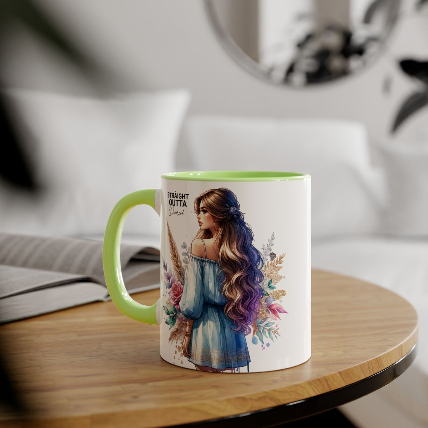 Straight Outta Divorced Humoristic Artistic Accent Mug -  Inspiring Gift for Her, Coffee Tea Cup, Home & Kitchen Decor, Personalized Unique Gift