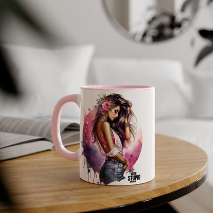 Not With Stupid Anymore Humoristic Artistic Accent Mug - Unique Drinkware for Art Lovers, Perfect Gift for Birthdays, Holidays, or Just Because