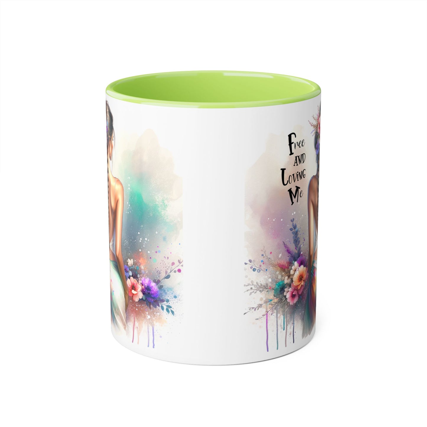 Free and Loving Me Bohemian Accent Mug, Inspirational Coffee Cup for Dreamers, Artistic Floral Mug, Gift for Her, Home Decor, 11oz Tea Mug