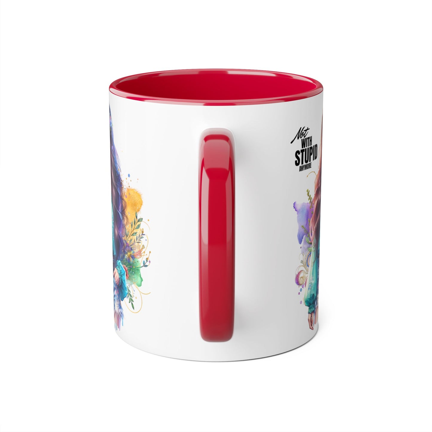 Not With Stupid Anymore Humoristic 11oz Accent Mug This humoristic mug