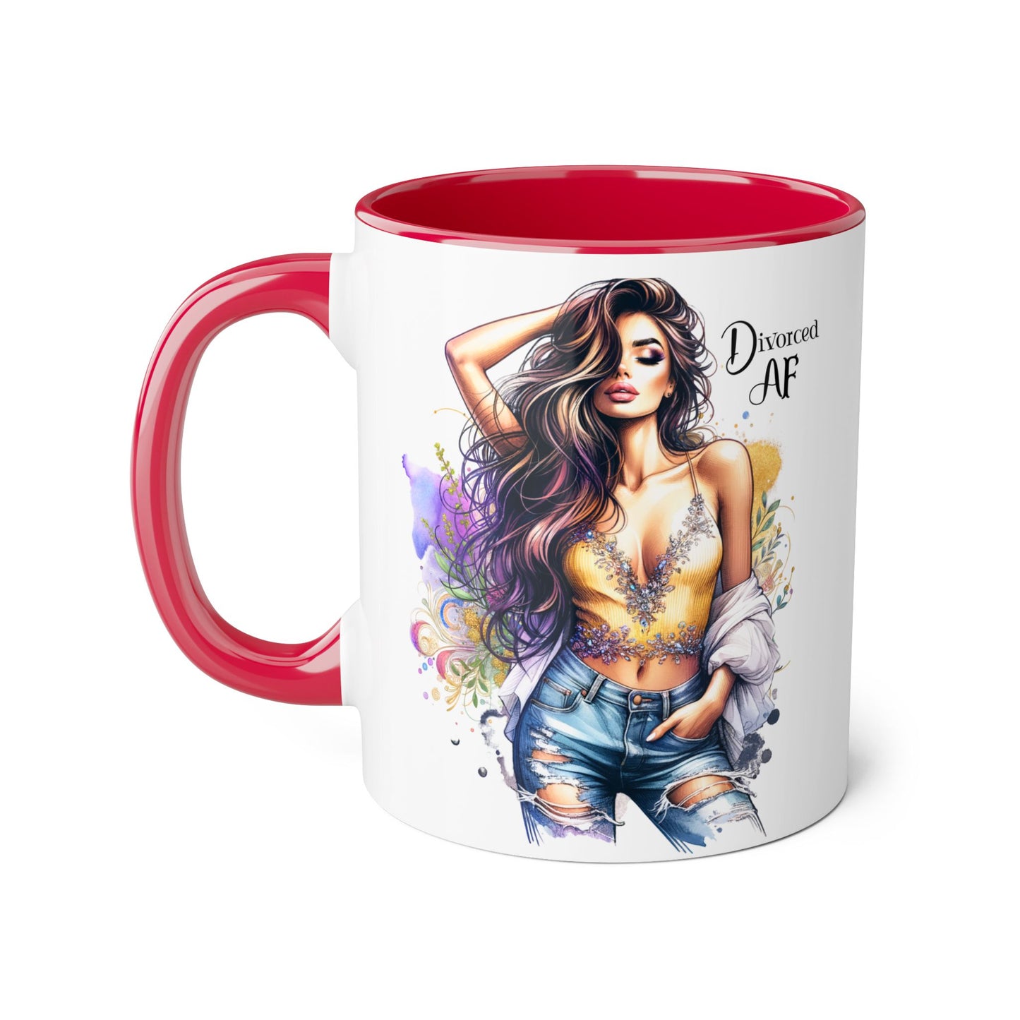 Divorced AF Mug, Stylish 11oz Accent Mug for Coffee Lovers, Perfect for Gifts, Self-Care and Empowerment, Unique Art Design