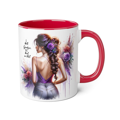 I Hold Grudges, I'll Heal in Hell Colorful Floral Accent Mug, Inspirational Mug, Gift for Friends, Coffee Lover Mug, Unique Tea Mug, Motivational Drinkware