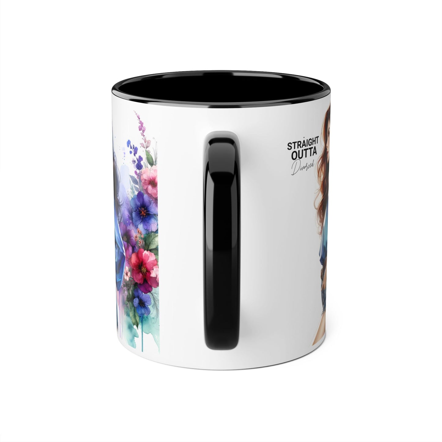 Straight Outta Divorced Humoristic Artistic Accent Mug, Personalized Gift for Coffee Lovers, Floral Design Mug, Straight Outta Mug, Creative Kitchenware, Unique Home Decor