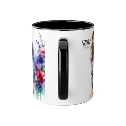 Straight Outta Divorced Humoristic Artistic Accent Mug, Personalized Gift for Coffee Lovers, Floral Design Mug, Straight Outta Mug, Creative Kitchenware, Unique Home Decor