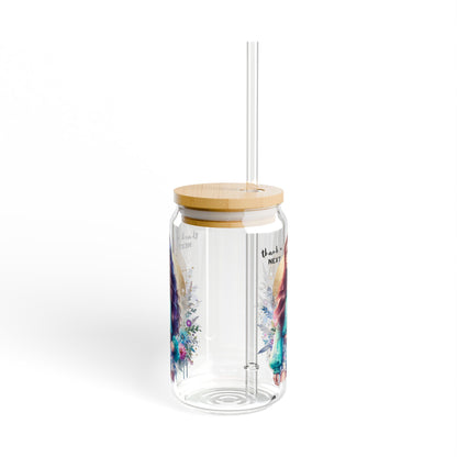 Thank U, Next Bohemian Sipper Glass 16oz - Artistic Drinkware, Summer Vibes, Gift for Her, Eco-Friendly, Home Decor