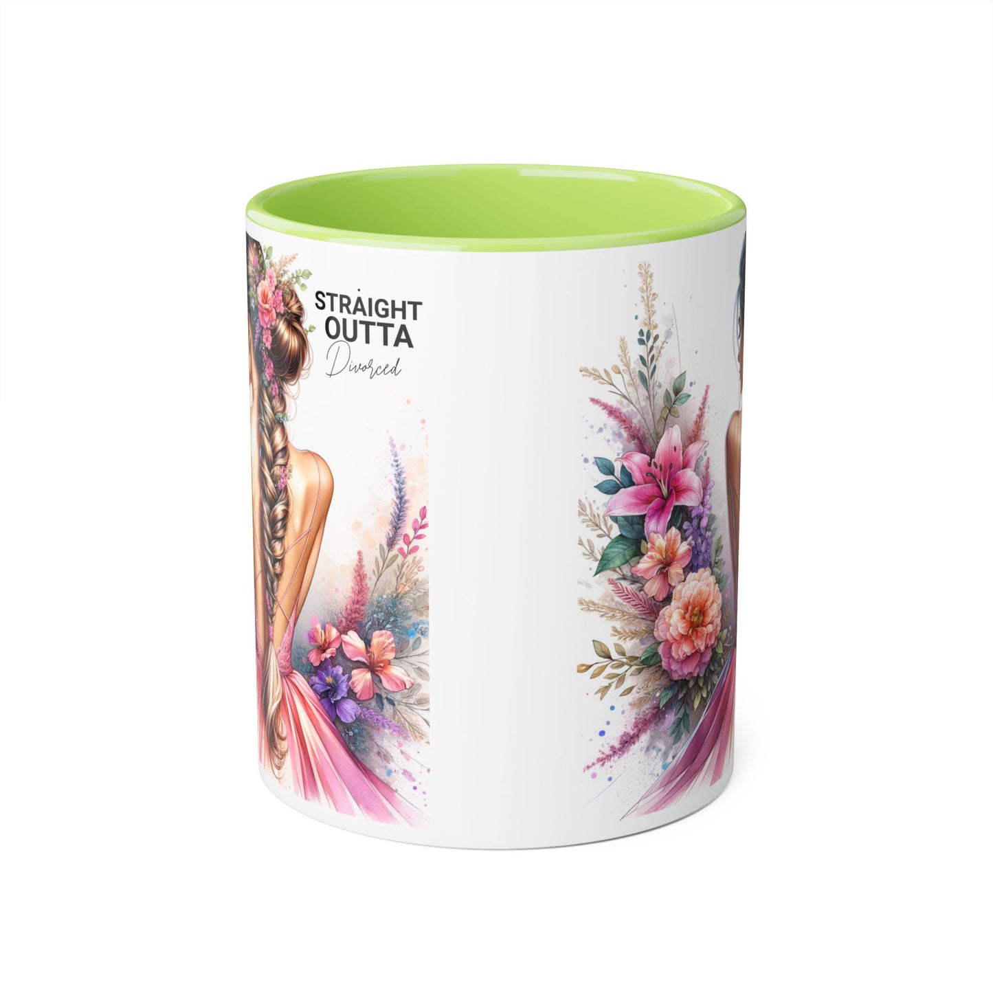 Straight Outta Divorced Humoristic Floral Art Accent Mug - Perfect Gift for Friends, Birthday Celebration, Mother's Day, Coffee Lover, Home Decor