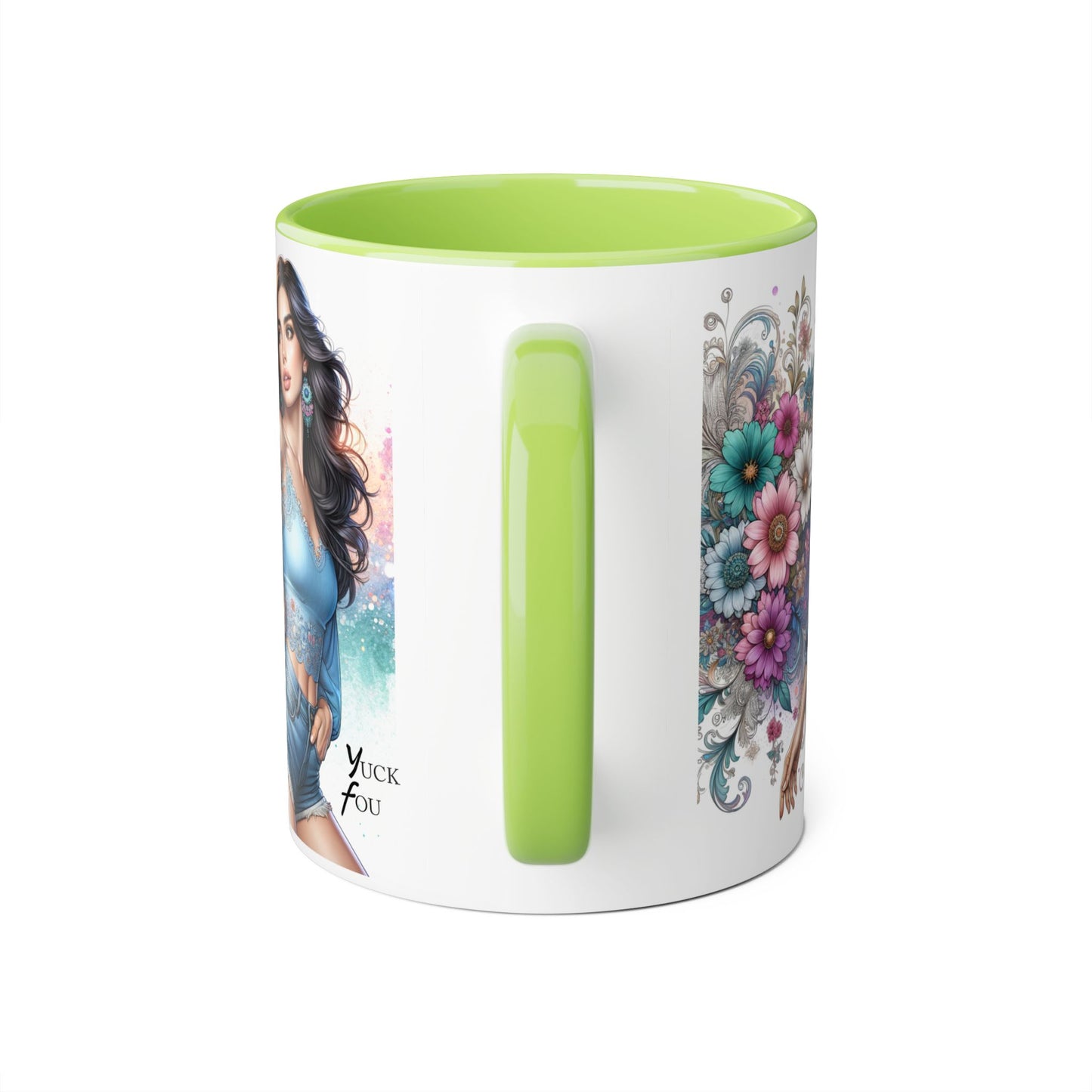 Yuck Fou Artistic Accent Mug, Floral Coffee Cup, Unique Gift for Her, Decorative Drinkware, Birthday Present, Home Décor