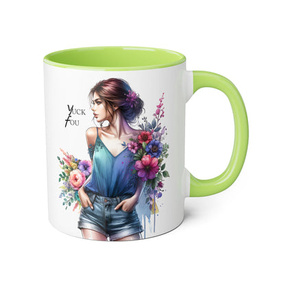 Yuck Fou Floral Art Accent Mug | Stylish Gift for Coffee Lovers, Housewarming, Birthdays, Creative Decor