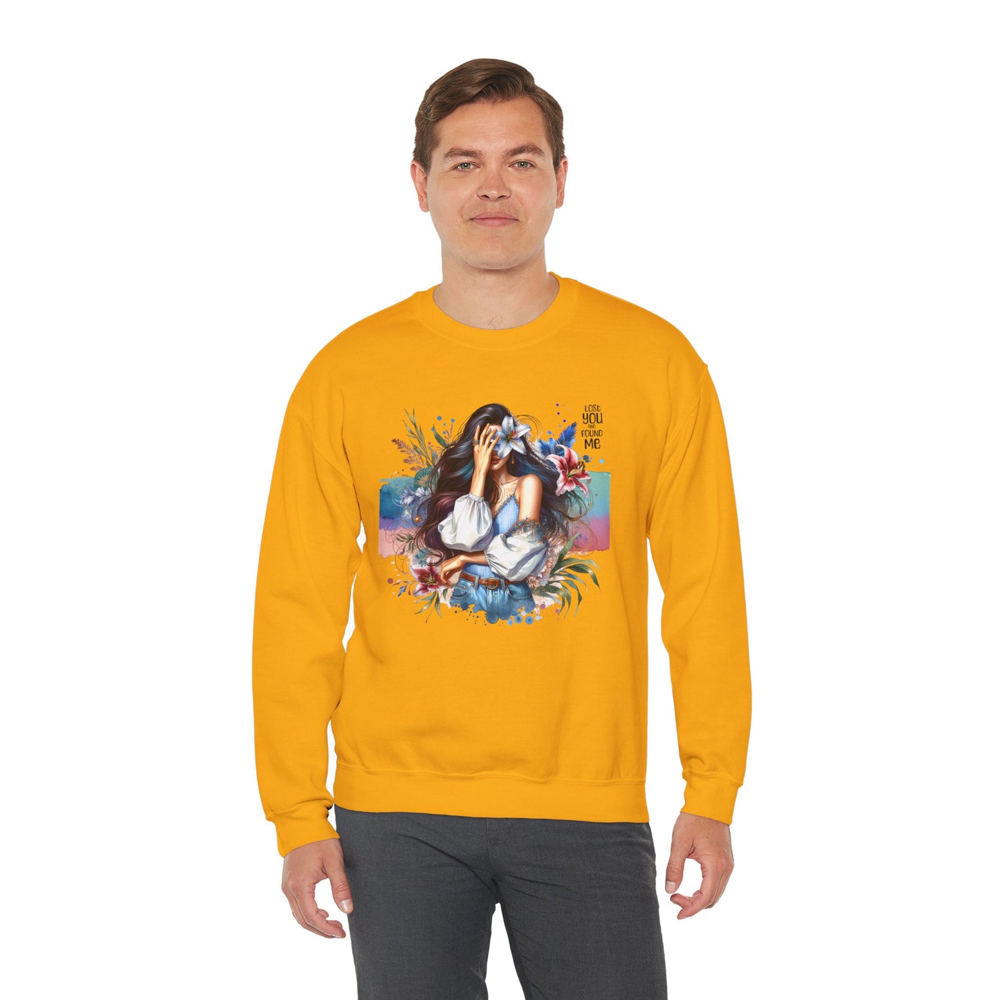 Lost You And Found Me Artistic Unisex Sweatshirt for Comfort and Style - Cozy Apparel, Gift for Her, Trendy Fashion, Relaxed Fit, Casual Wear