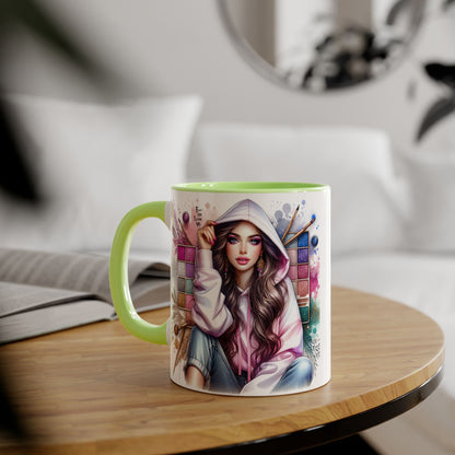 Free and Loving Me Artistic Accent Mugs, Fashionista Gift, Makeup Artist Coffee Cup, Unique Artistic Mug, Stylish Beverage Container, Creative Decor