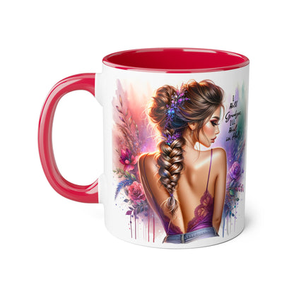 I Hold Grudges, I'll Heal in Hell Artistic Black Accent Mug, Inspirational Coffee Cup, Unique Gift for Her, Flower Design Tea Mug, Stylish Drinkware for Every Occasion