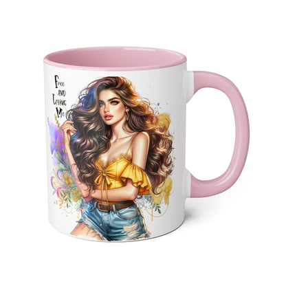 Free Spirit Accent Mug, Boho Coffee Cup, Inspirational Gift, Art Lover's Mug, Unique Home Decor, Stylish Drinkware