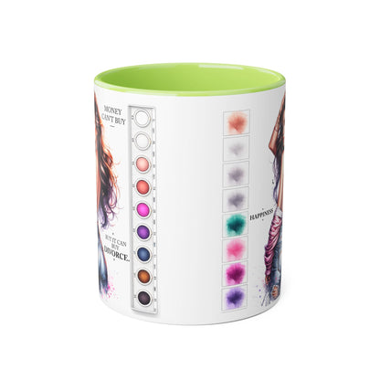 Money Can't Buy Happiness But It Can Buy Divorce Humoristic  Mug, Funny Coffee Cup for Women, Gift for Best Friend, Brighten Your Day with Laughs, Inspirational Drinkware