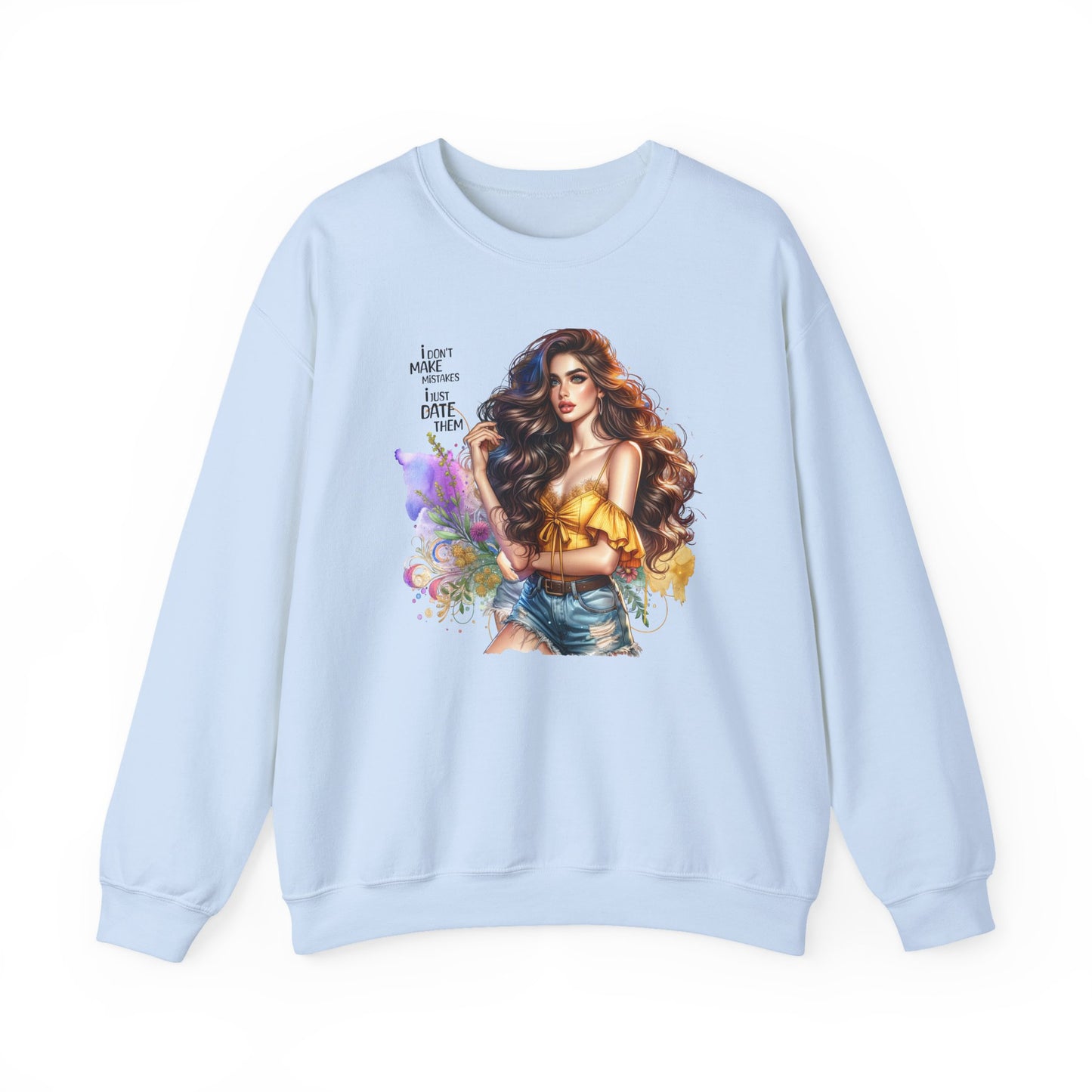 I Don`t  Make Mistakes, I Just Date Them Artistic Crewneck Sweatshirt - Perfect for Casual Outings, Gifts, Festivities, and Everyday Comfort, Featuring Colorful Designs