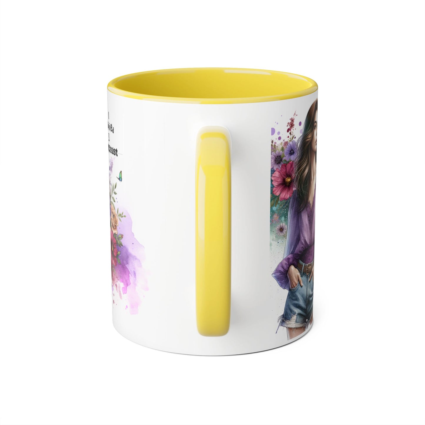Stylish Floral Accent Mug with Quote, Perfect Gift for Coffee Lovers, Home Decor, Inspirational, Birthday, Humor, Self-Love