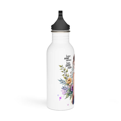I Don't Make Mistakes, I Date Them Chic Floral Water Bottle, Motivational Sports Flask, Fitness Gift for Women, Eco-Friendly Hydration, Inspirational Gift for Her