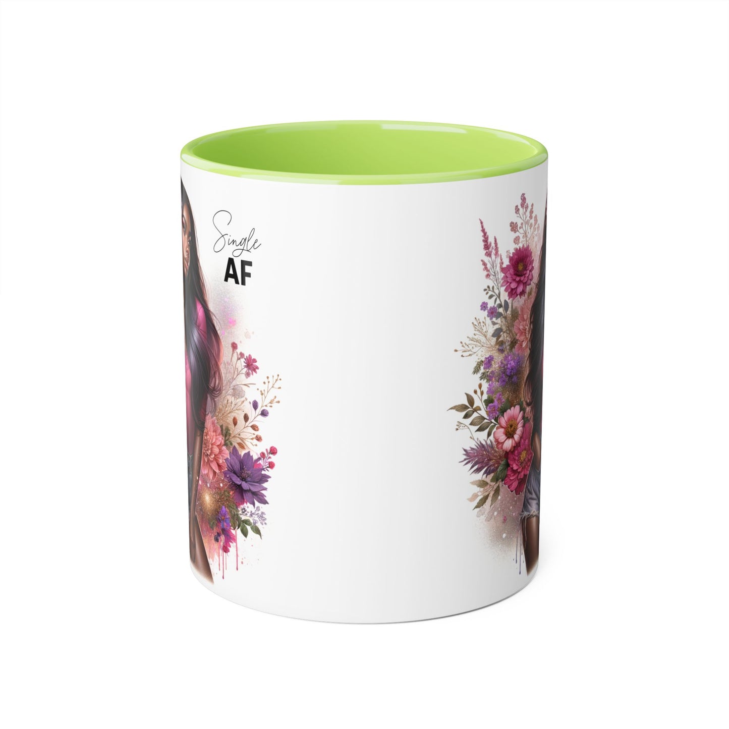Colorful Floral Single AF Accent Mug, Aesthetic Coffee Cup for Coffee Lovers, Unique Gift for Birthdays, Special Occasions, Art Enthusiasts