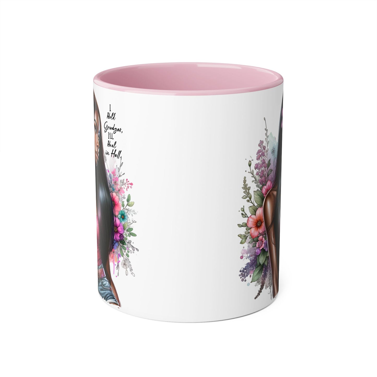 I Hold Grudges, I'll Heal in Hell  Humoristic Floral Portrait Accent Mug, 11oz - Empowering Gift for Her, Cozy Coffee Cup, Beautiful Art for Home, Unique Present for Birthdays, [...]