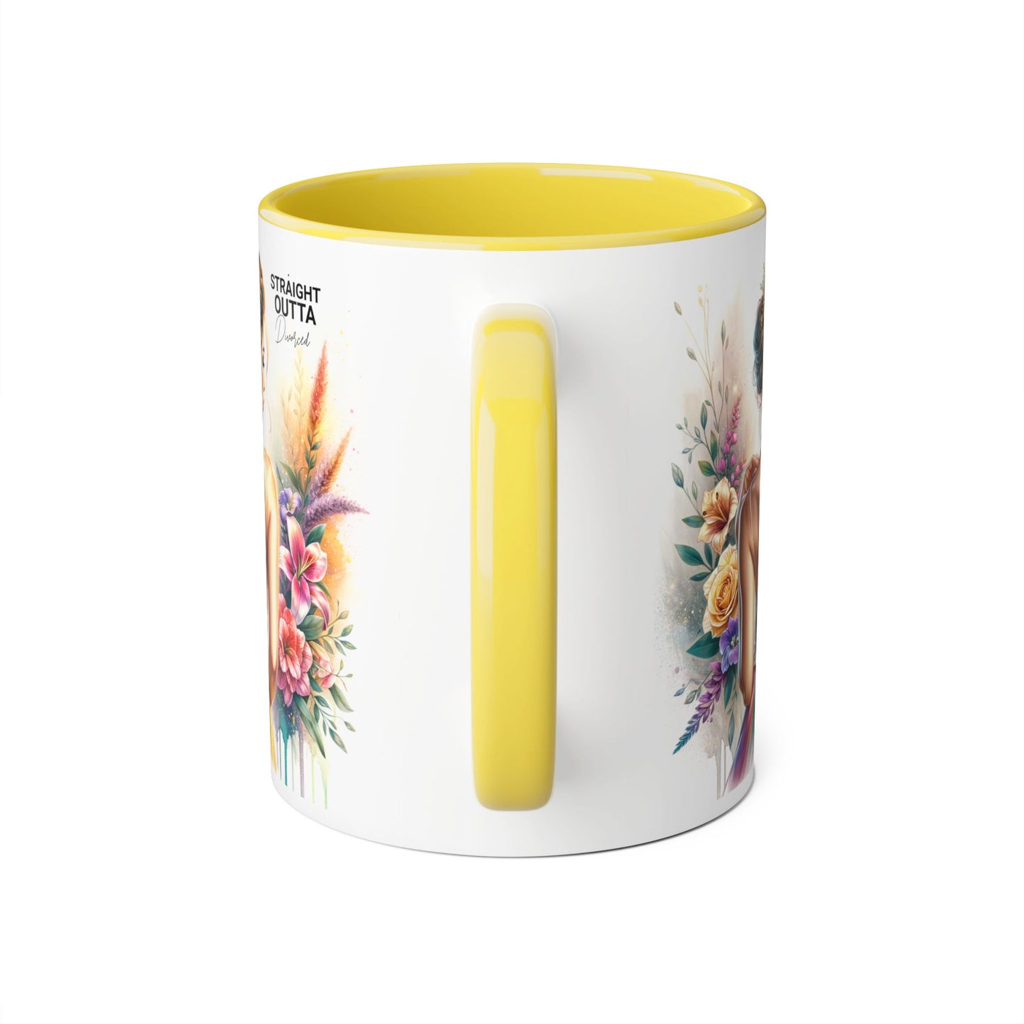 Straight Outta Divorced Humoristic Artistic Accent Mugs, 11oz | Botanical Floral Designs | Perfect Gift for Art Lovers, Home Decor, Birthday, Coffee Enthusiasts, Tea Lovers
