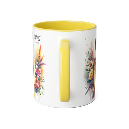 Straight Outta Divorced Humoristic Artistic Accent Mugs, 11oz | Botanical Floral Designs | Perfect Gift for Art Lovers, Home Decor, Birthday, Coffee Enthusiasts, Tea Lovers