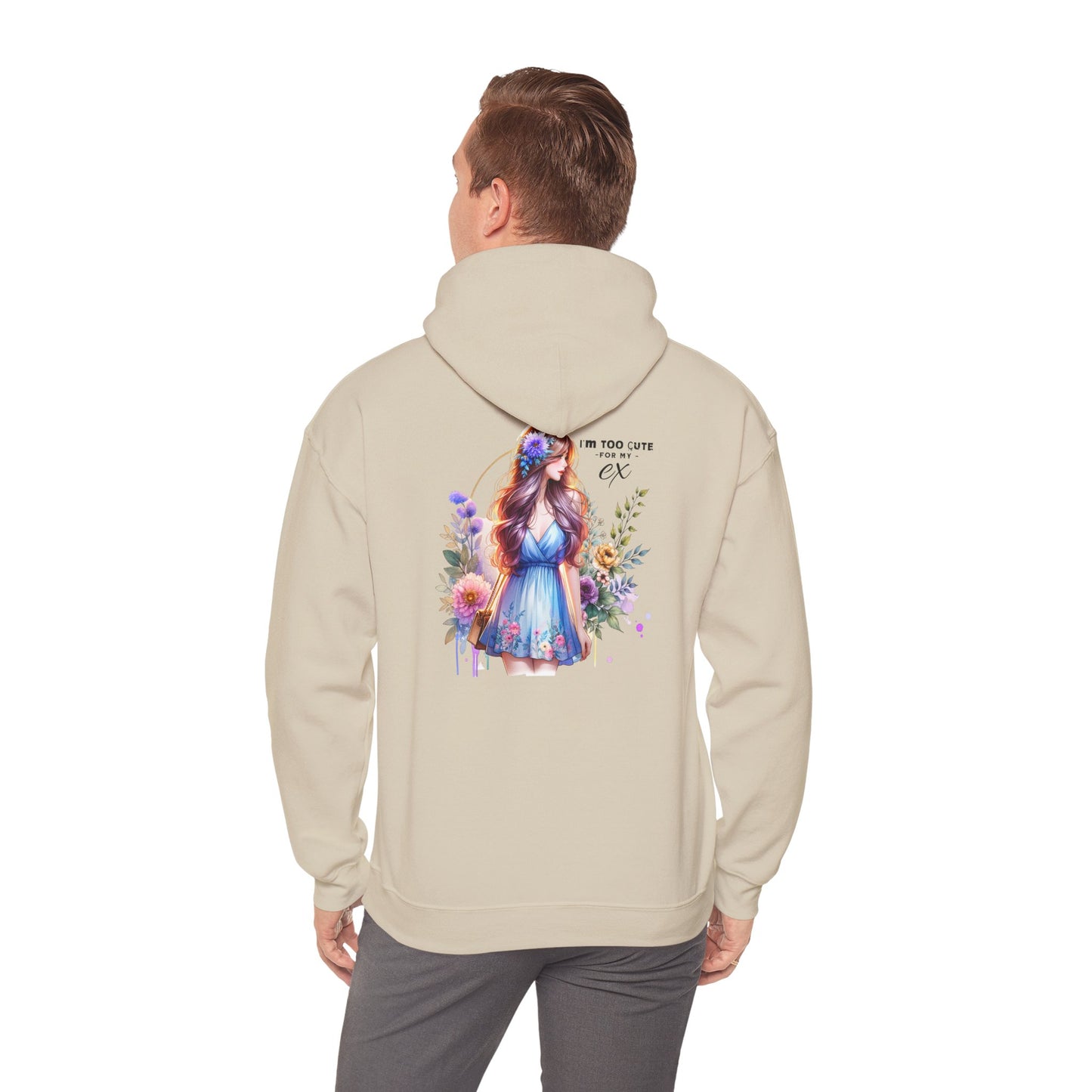 Too Cute For My Ex Floral Hoodie - Unisex Sweatshirt, Graphic Sweatshirt, Gift for Her, Cute Outfit, Spring Fashion, Art-Inspired Clothing