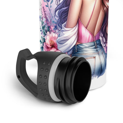I Am My Own Happily Ever After Floral Stainless Steel Water Bottle - Inspirational Design