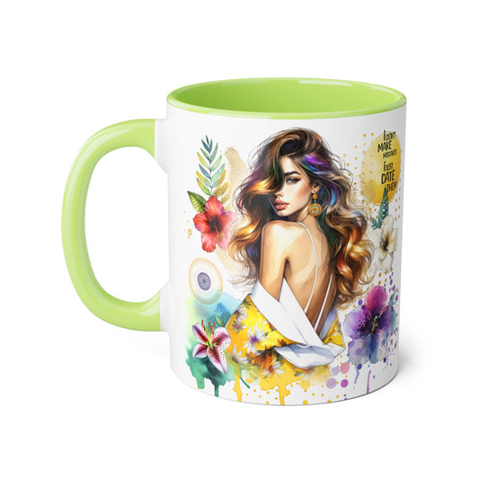 I Don't Make Mistakes, I Date Them Vibrant Floral Accent Mugs - Coffee Lovers Gift, Artful Drinkware, Unique Home Decor, Birthday Present, Inspirational Mug