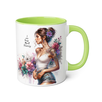 I Can Buy Myself Flowers Boho Floral Accent Mug – Perfect for Garden Lovers, Flower Enthusiasts, Gift for Birthdays, Mother's Day, Tea Lover