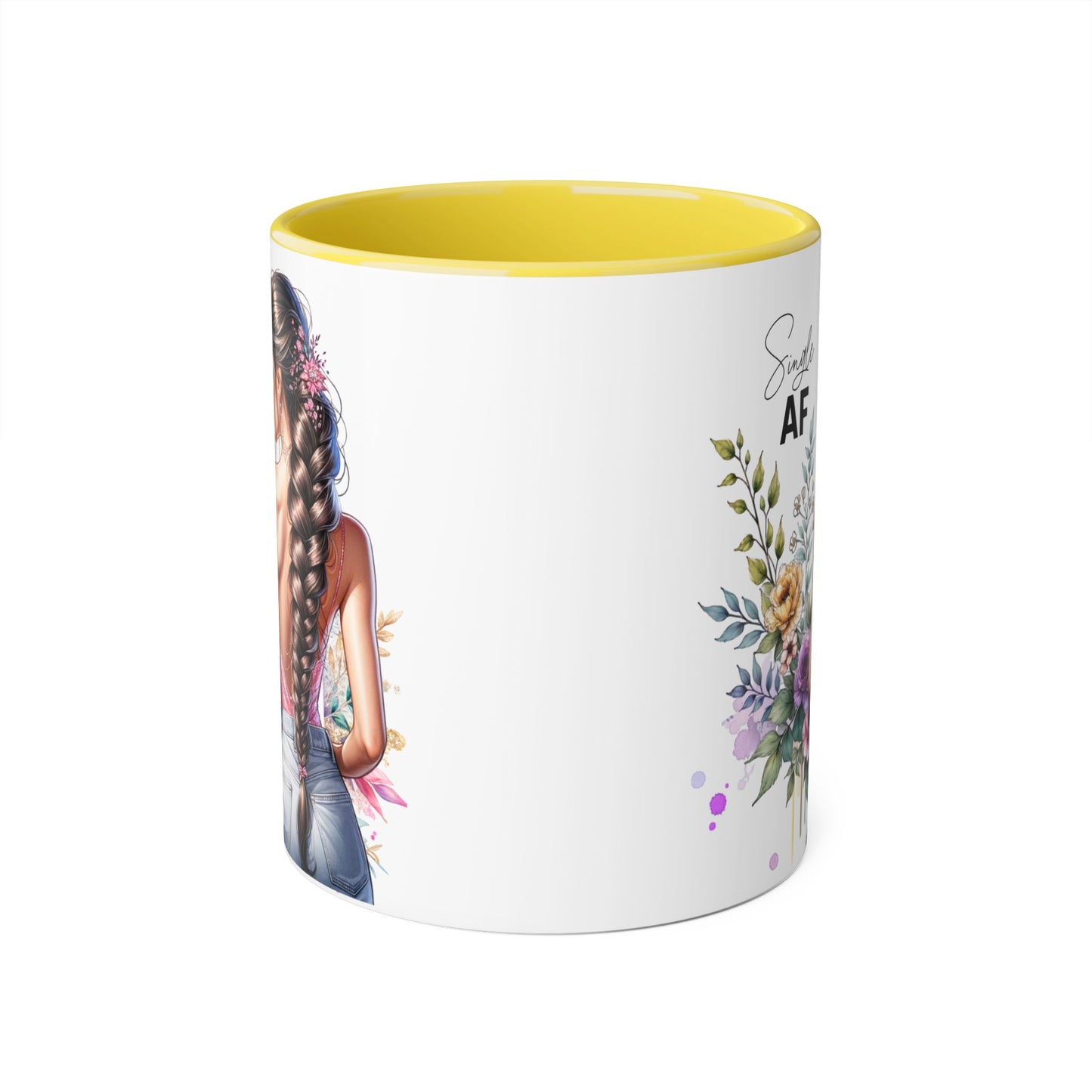 Single AF Chic Floral Coffee Mug, Single AF, Unique Gift for Her, Trendy Drinkware, Birthday Present, Home Decor, Tea Time, Self-Love