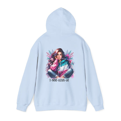 1-800-Boys-Lie Colorful Graphic Hoodie for Women, Cozy Unisex Sweatshirt, Trendy Streetwear, Perfect Gift for Any Occasion