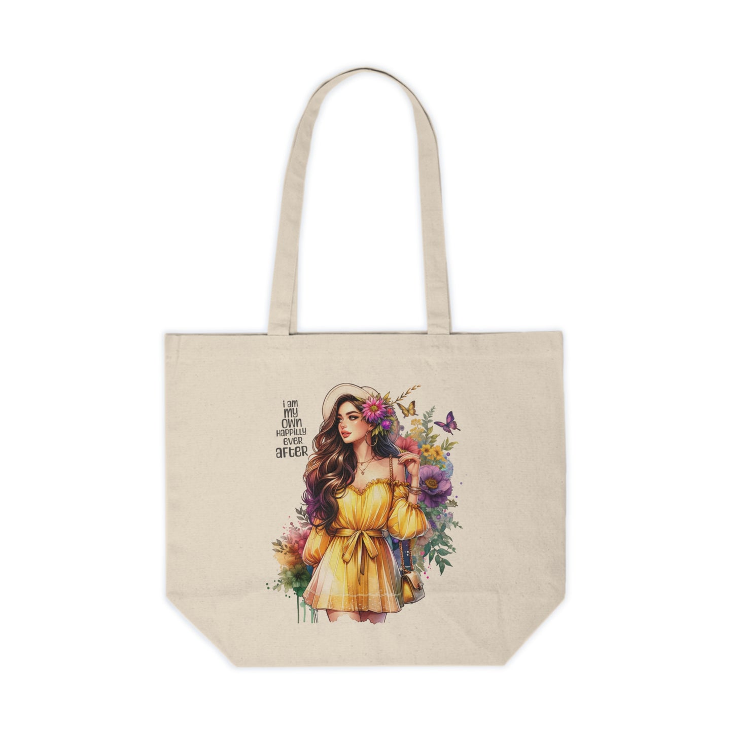 I Am My Own Happily Ever After  Floral Art Canvas Shopping Tote Bag, Tote for Grocery, Eco-Friendly Bag, Gift for Her, Summer Market Bag, Cute Style Tote