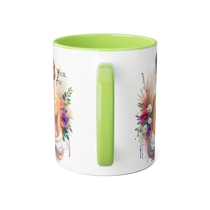 Bohemian Accent Mug with Floral Design, Yuck Fou  Coffee Cup, Unique Gift for Her, Inspirational Mug, Art Lover's Drinkware