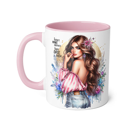 I Don't Make Mistakes, I Date Them Chic Floral Accent Mug - Perfect for Coffee Lovers, Gift for Friends, Home Decor, Birthday Present, Funny Tea Mug