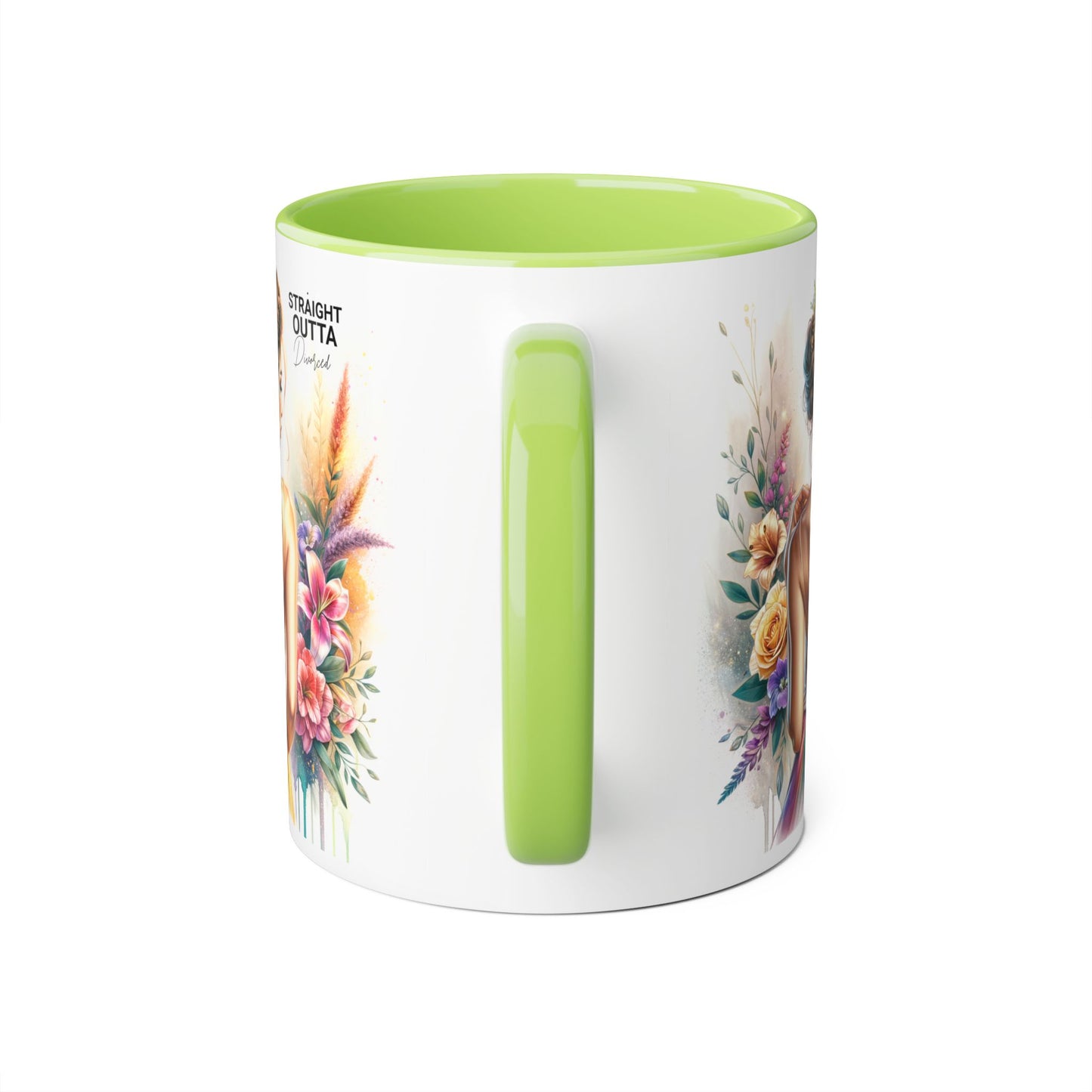 Straight Outta Divorced Humoristic Artistic Accent Mugs, 11oz | Botanical Floral Designs | Perfect Gift for Art Lovers, Home Decor, Birthday, Coffee Enthusiasts, Tea Lovers