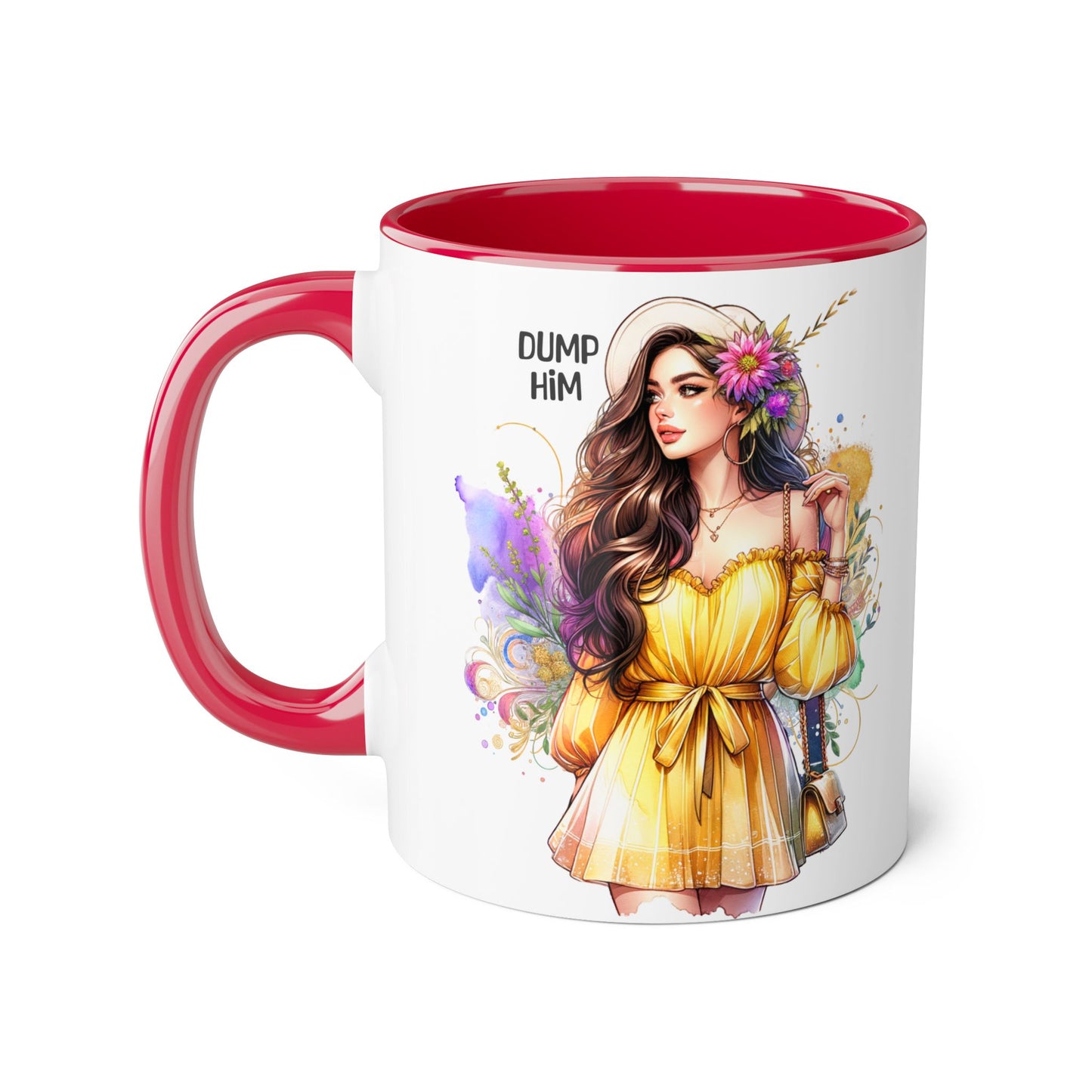 Chic Dump Him Coffee Mug, 11oz Accent Mug, Gift for Her, Statement Cup for Friends, Bold Design for Self-Love, Fun Coffee Breaks