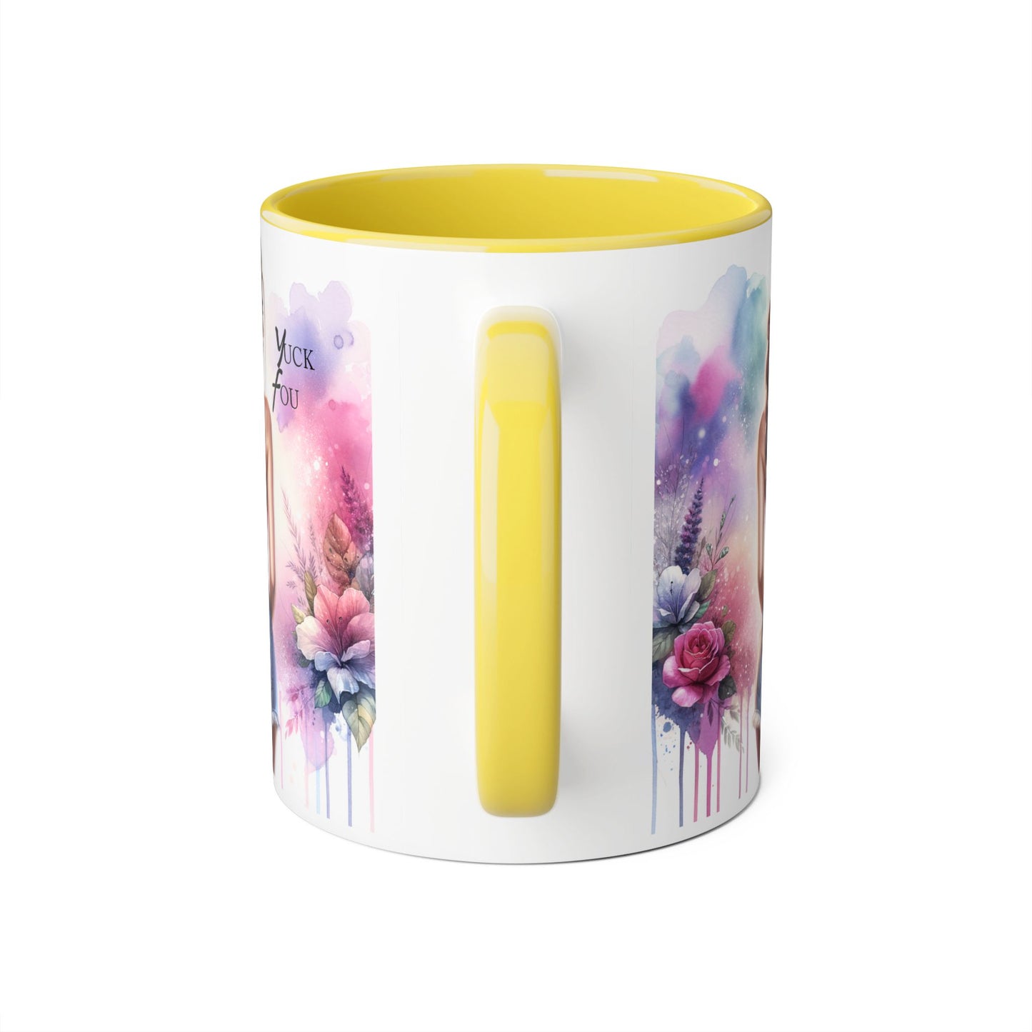 Colorful Floral Accent Mug |  Yuck Fou  Coffee Cup | Unique Gift for Her, Inspirational Drinkware, Fun Tea Mug, Motivational Gift