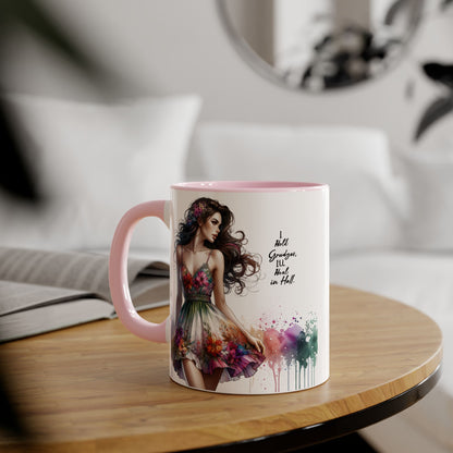I Hold Grudges, I'll Heal in Hell Floral Art Accent Mug | Inspirational Gift for Her, Coffee Lover, Tea Time, Home Decor, Unique Birthday Present