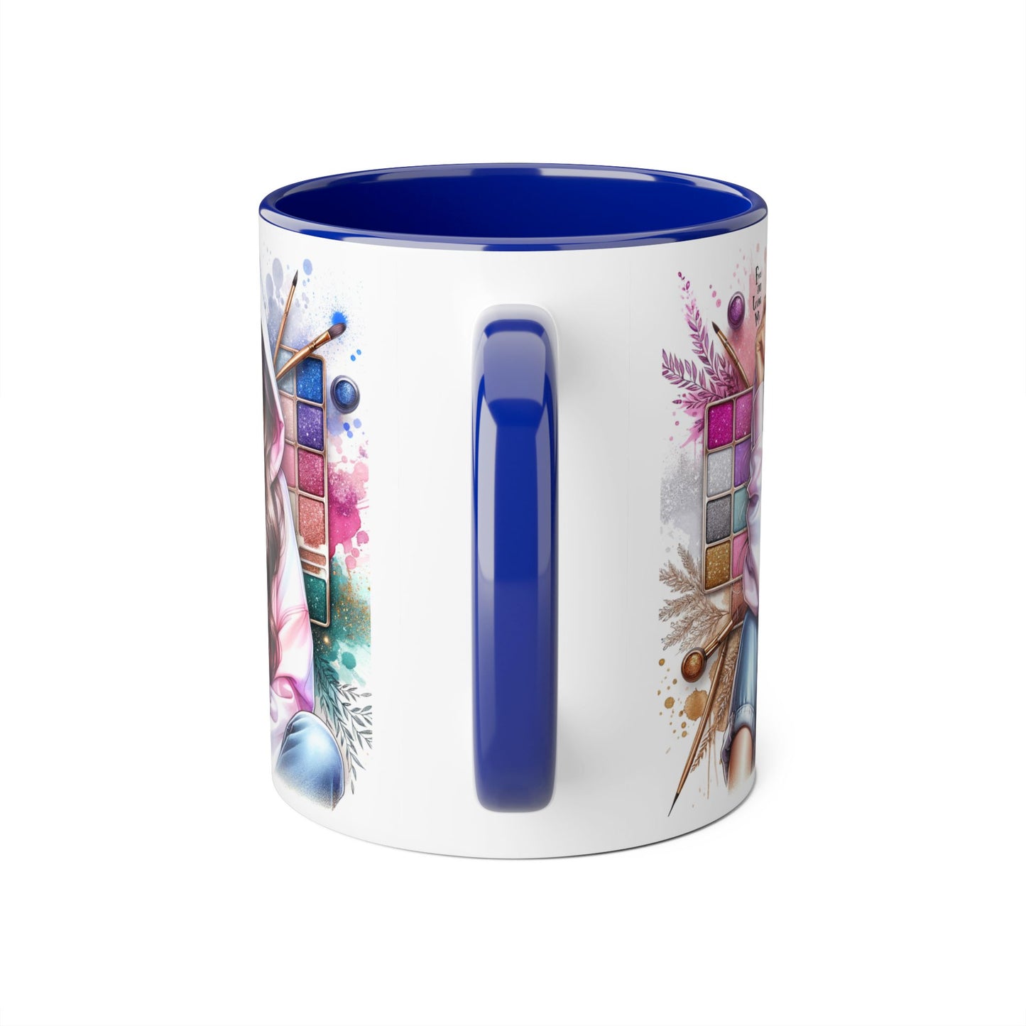 Free and Loving Me Artistic Accent Mugs, Fashionista Gift, Makeup Artist Coffee Cup, Unique Artistic Mug, Stylish Beverage Container, Creative Decor